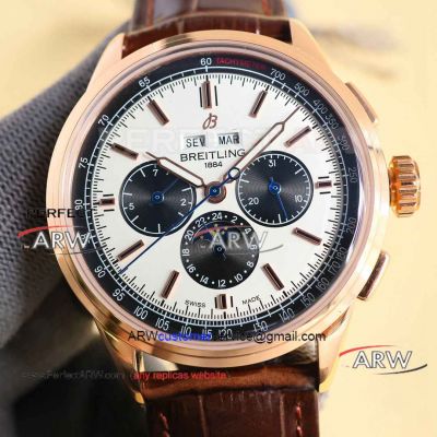 Best replica GF factory Breitling Premier rose gold case leather strap watch 42mm 